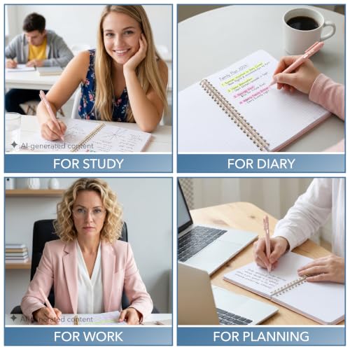 Mr. Pen- Graph Grid Spiral Journal Notebook Set, A5 (5.7" x 7.9"), 160 Page - color: Pink