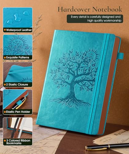 PAIBAS Lined Journal Notebook with 300 Page Numbered Pages, Vintage Leather - color: Blue, size: B5 (7in x 10in)