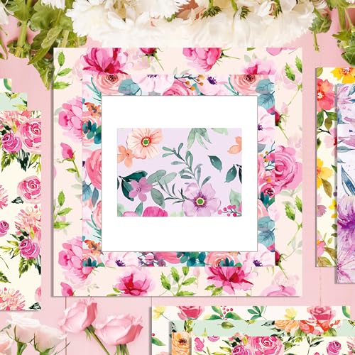 VIVIQUEN 24 Pack Floral Pattern Double-Sided Flower Scrapbook Paper 12”