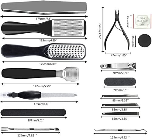 36 in 1 Pedicure Kit, Stainless Steel Foot Care Kit with Foot File - style: Black&Pink