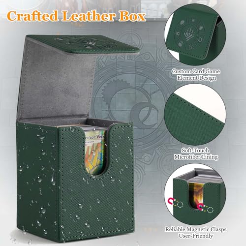 Arkeiliy MTG Deck Box 110+ Storage Sleeved Cards for Magic Commander - color: Green