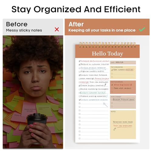 Taja To Do List Notepad, Undated Daily Planner for Work and Goal Setting - color: z-Brown, size: 1 Pack