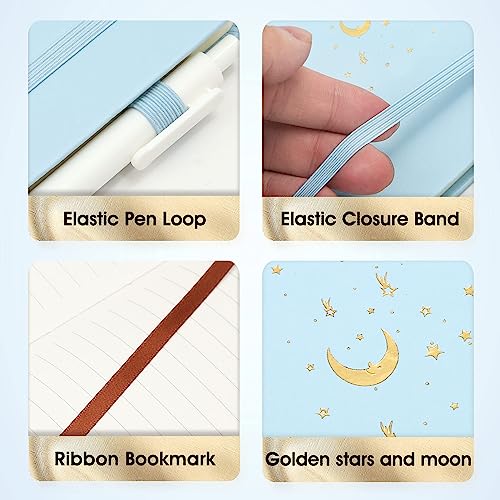 CAGIE Lined Journal Notebook for Work, 196 Pages, Medium 5.7" x 8.3", Hardcover Notebook Journal with Pen Loop, (Sky Blue Ruled), Gifts - color: 1 Pack 02 Sky Blue