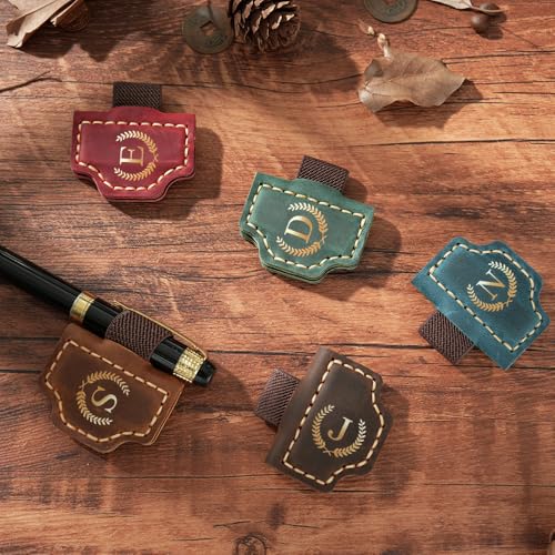 Personalized Mark Bookmark with Pen Holder, Leather Magnetic Book Marker 26 Letters,Custom Initials Page Marks, Gifts for Book Lovers Readers Men Women (Red, O) - color: Red, size: O