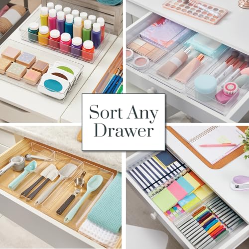 STORi SimpleSort 3-Piece Stackable Clear Drawer Organizer, 12" x 6" x 2" - size: 12x6x2"