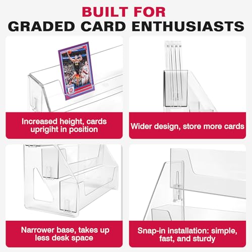 Trading Card Display Stand, Vertical Card Holder, 3-Tier, 1 Pack