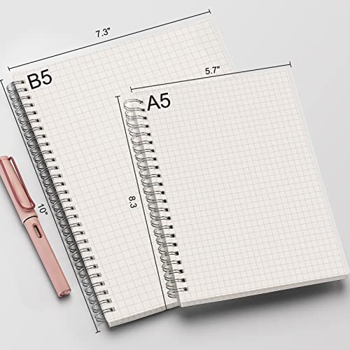 AHGXG A5 Graph Paper Notebook Spiral (3-Pack) Spiral Journal 5.7"x 8.3", Quad Ruled, with Thick 100gsm Square Grid Paper,80 Sheets Per Pack - color: Graph-Transparent, size: A5-3Pcs-Graph