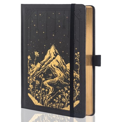 MGGAO Dotted Journal for Women Men, A5 Hardcover Dot Notebook - color: Black, size: Dotted
