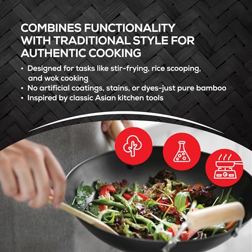 Helen’s Asian Kitchen Bamboo Kitchen Spoon Cooking Utensil, 12-Inch - style: 12-Inch, Solid Spoon