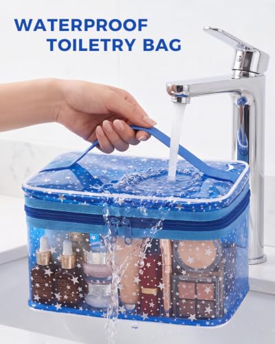 Star Clear Makeup Bag, Waterproof Travel Cosmetic Bag Toiletry bag,DarkBlue - color: Dark Blue