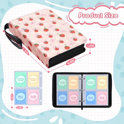Premium 4-Pocket Trading Card Binder, 400-Card Capacity, Strawberry Pink - color: Strawberry Pink