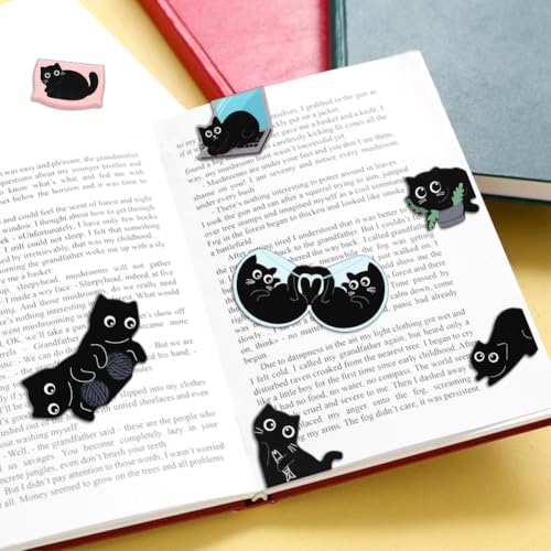 10pcs Magnetic Bookmarks,Cute Black Cat Bookmark Magnetic Bookmarks for Reading Women Men Teacher,Personalized Magnet Bookmark Clips Bookish Gift for Book Lovers,Page Markers