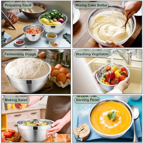 P&P CHEF Mixing Bowls with Lids Set of 6, Nesting Salad Bowl, Black - color: Black