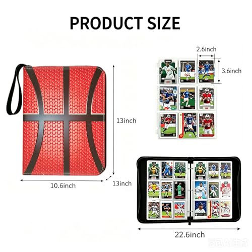 Basketball Trading Card Binder 9 Pocket, Card Binder for 900 Pockets Card, 50 Sleeves Double-Sided Storage, Premium Card Book Holder, for Trading Cards,Game, Sport Card (Basketball) - color: brown