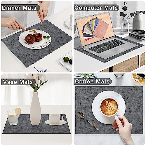 Homaxy PU Faux Leather Placemats for Dining Table, Set of 6, Dark Grey - color: Dark Grey