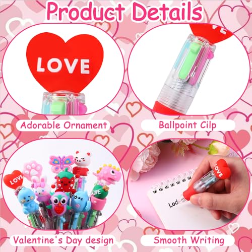 24PCS Valentines Fun Pens Cute Multicolor 4-in-1 Gifts Party Favors - style: Valentines-24pcs