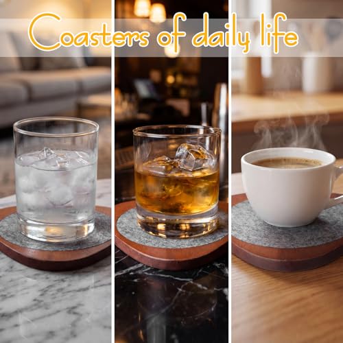 Newtay 6 Pcs Mid Century Modern Coasters Wood Absorbent Coaster,Light Gray - color: Light Gray