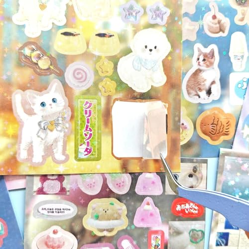 30 Sheets Japanese Sticker Book, 700+ Kawaii Scrapbook Stickers for Journaling, Pre-Cut Self-Adhesive Star-Shimmer Stickers for Junk Journal, Journaling, Planner(Film Pixel Dream) - color: Film Pixel Dream