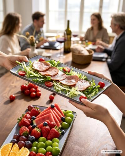 Famiware Serving Platters Set of 3 Sizes - Rectangular, Blue - color: Blue