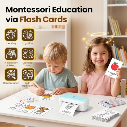 Phomemo M03C Flash Cards for Toddlers Age 2 3 4 5 6+, Kids Educational Toys