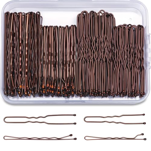 200 Pcs Bobby Pins U Shaped Hair Pins Kit for Women, Brown - color: Brown