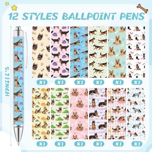 Dispowreath 24 Pcs German Shepherd Dog Sticky Notes with Pens Themed Party Favors Gifts Cute Notepad Memo Notes Pads Black Ink Ballpoint Pen for Dog Lover Christmas Gifts Office School Supplies - style: Shepherd Dog
