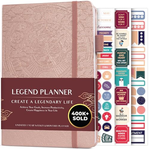 Legend Planner Undated, Weekly & Daily Goal Journal, A5 Rose Gold - color: Rose Gold Gold (Undated), size: A5 (5.5'' x 8.3'')