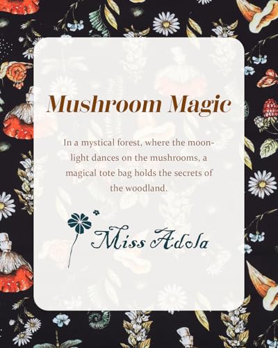 Miss Adola Aesthetic Buckle Tote Bag for Women - color: Mushroom Plants