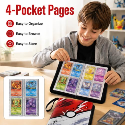 Kidnobia 4-Pocket Trading Card Binder with Zipper Gift Box - size: Small