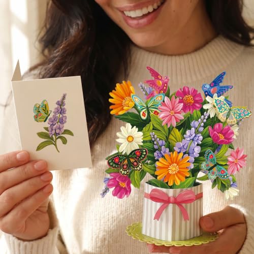 Freshcut Paper Mini Enchanted Garden 6" Pop Up Bouquet Card - color: Enchanted Garden, size: Mini