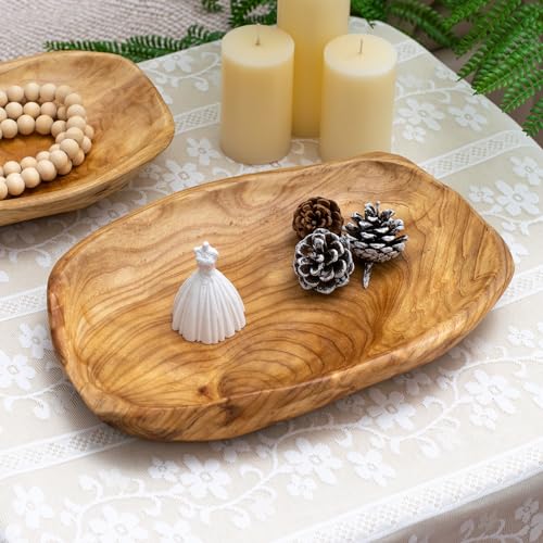 Root Wood Dish, Party Platter and Tray for Sandwich Bread Serving, appetizer display, Vintage ring dish, Hand Carved Artworks (13-15 inch) - color: 13-14in Root Platter