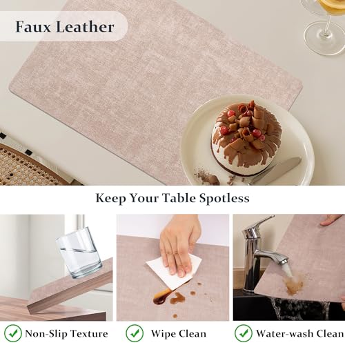 FROMHEART Faux Leather PU Placemats Set of 6 (Pink,11.8" x 17") - color: Pink, size: Set of 6