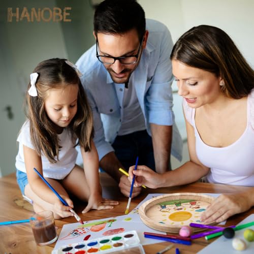 Hanobe Unfinished Round Wooden Craft Trays for DIY Decorative Plate - color: Natural Wood
