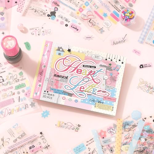 Japanese Stickers Book Set,20 Sheets Kawaii Japanese Scrapbook Stickers for Journaling,Junk Journal,Bullet Journaling,Diary,Scrapbooking Supplies,Calendar(Folded Page Text1) - color: Glimmer