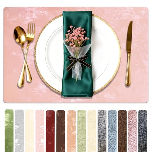 Faux Leather Placemats Set of 4, 11.8"x17.7", Rose Pink - color: Rose Pink, size: Set of 4