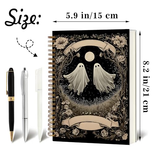 Notebook Journal for Women - A5 Spiral Notebook with Ghost in forest Design, Vintage Dark Romantic Ghost Wildflowers, Gothic Office & School Supplies, Unique Gifts for Women Birthday, Christmas (Ghost2) - color: Ghost2