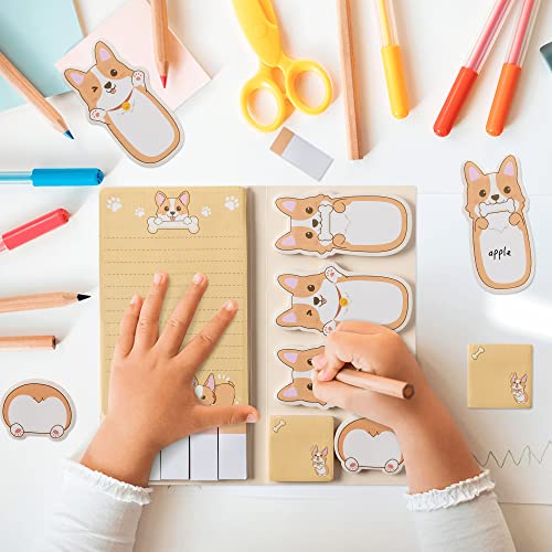 Xqumoi I Just Really Like Corgis Sticky Notes Set, 550 Sheets, Cute Cartoon Corgis Butt Self-Stick Notes Pads Animal Divider Tabs Bundle Writing Memo Pads Back to School Office Supplies Small Gift - color: 1pack-corgi