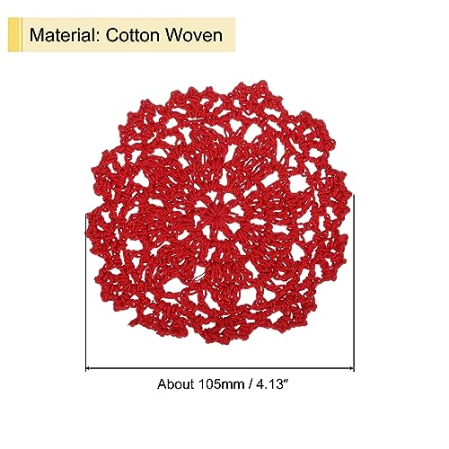uxcell Fabric Coasters, 8pcs 4" - Cotton Woven Crochet Doilies, Lace Embroidery Cup Mat with Floral Pattern for Wedding Party Decoration (Red) - color: Red
