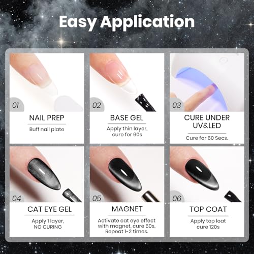 Beetles White Black Gel Polish Set, 6 Colors Fall Silver Cat Eye - color: A - Mixed Finishes | | Twilight Gleam
