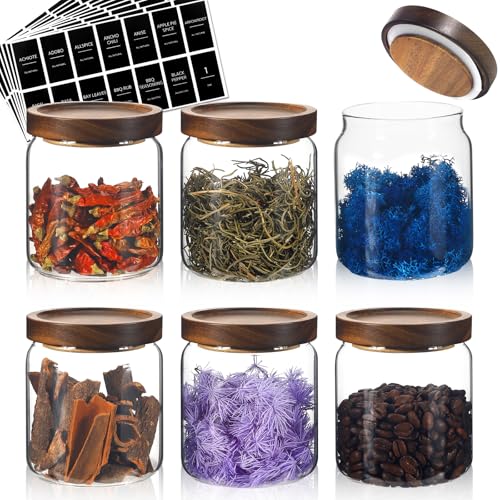Glass Spice Jars Seasoning Containers Small Glass Jars with Lids Airtight Food Storage Canister for Kitchen Pantry Sugar Tea Coffee Bean Nuts Cookies Herbs Salt (16oz/473ml*6 pack) - color: 16oz/473ml*6 pack