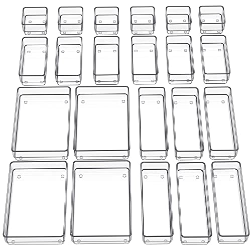 SMARTAKE 22 PCS Drawer Organizer, 4-Size Desk Bathroom Drawer Organizer - size: Large