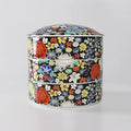 Traditional Japanese Bento Box, 3-tiered, Kutani Ware SK457 (Black flower design) - color: Black flower design