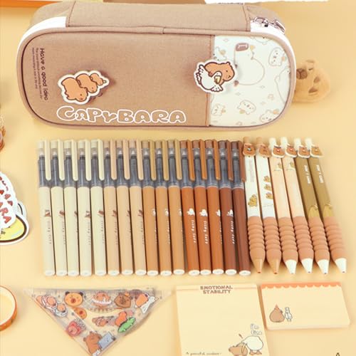 Capybara Pencil Case, Large Kawaii Pen Pouch for School and Office - style: Light Brown Capybara