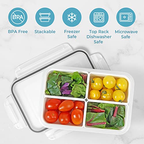 carrotez 4 Compartment Food Container - 4.6 Cup (1100ml) - color: White, size: 4 Compartment (4.6 Cup)
