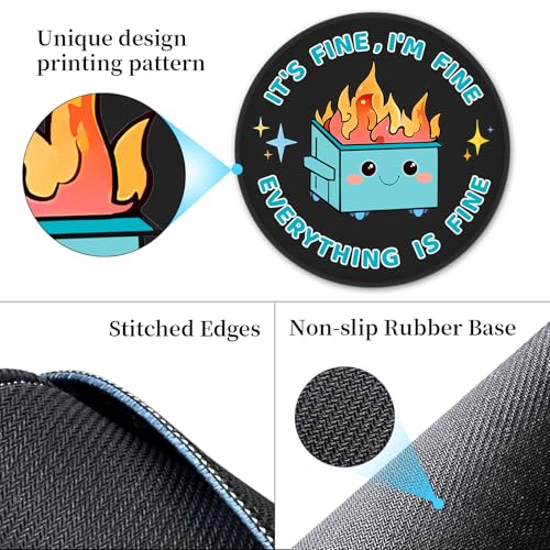Hancynir Funny Mouse Pad, Dumpster on Fire Round Mousepad for Office Desk - color: Cute Dumpsters Blue