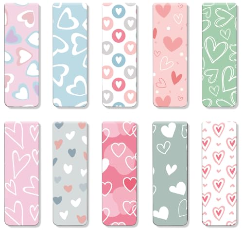 Magnetic Bookmarks, Page Markers, 10 Love Pattern Designs - color: Love Theme