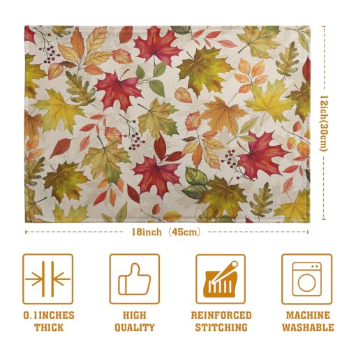 Fall Maple Leaves Placemats Set of 4 12x18 Inch Thanksgiving Autumn Colorful Leaf Dining Table Mats Rustic Seasonal Farmhouse Place Mats for Kitchen Party Home Decoration - color: Fall Maple