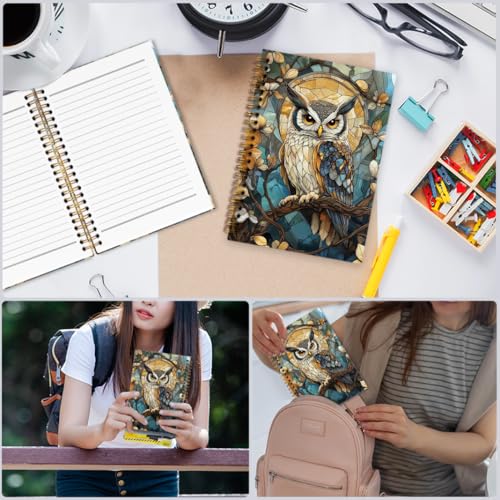 nvucamd Vintage Owl Spiral Notebook, Aesthetic Colorful Journal Notebook, Owl Lovers Gifts Journaling Notebooks for Women Men, Night Animal Gifts Office Supplies, 5.5x8.3Inch - color: owl