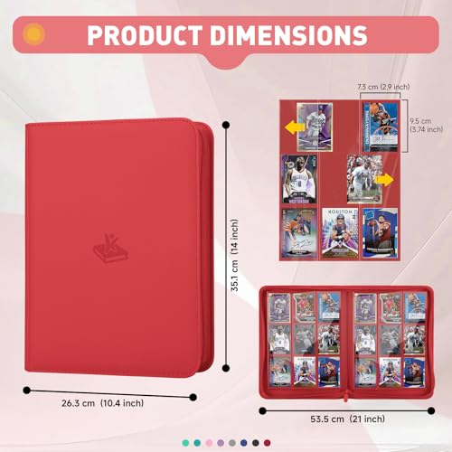 Trading Card Binder 9 Pocket, 360 Pockets Card Collection Binder - color: Red