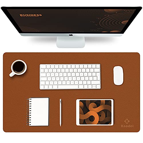 K KNODEL Small Office Desk Mat, Leather Mouse Pad (23.6"x13.8", Brown) - color: Brown, size: 23.6" x 13.8"